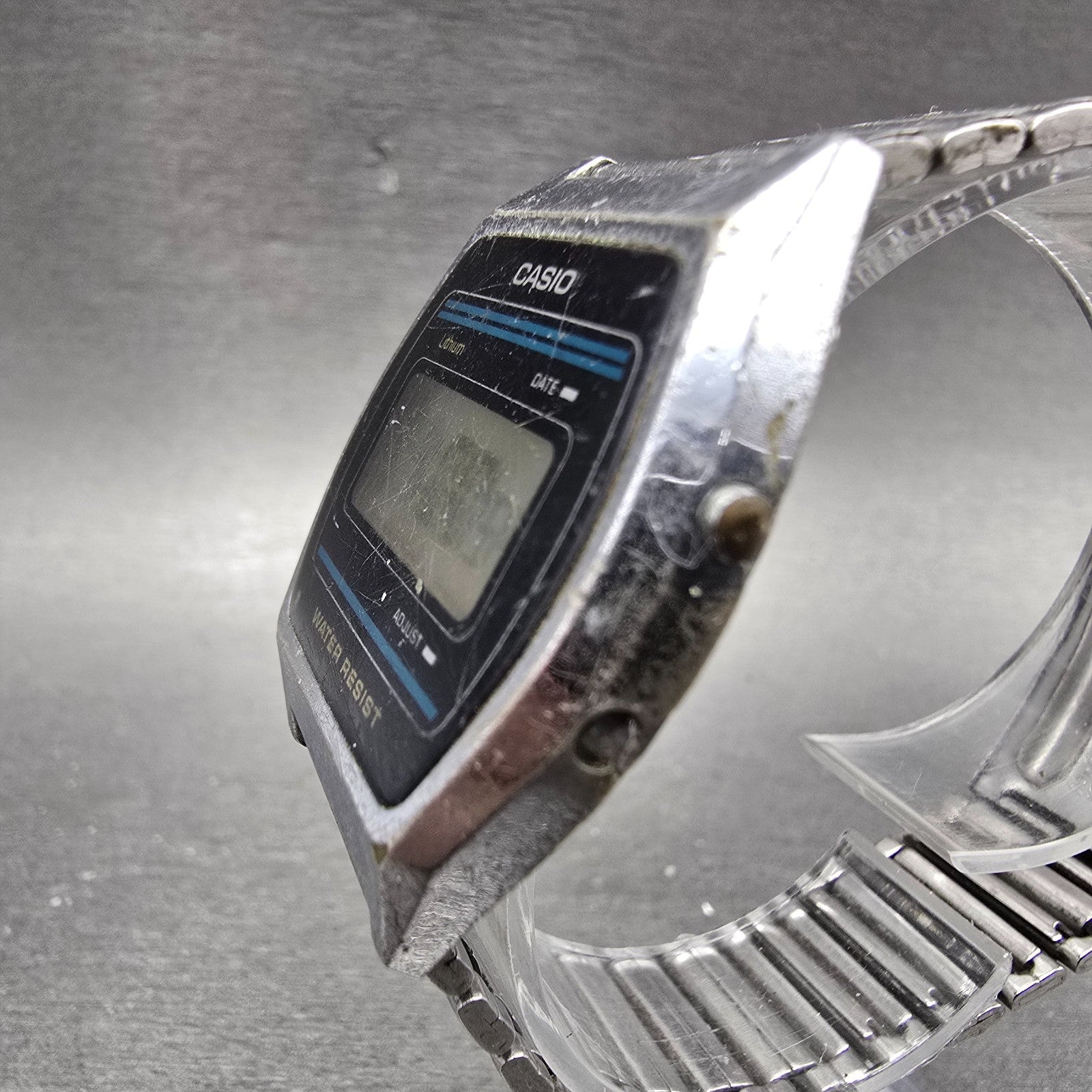 Casio B612W Watch Men 35mm Digital Silver Tone Date Hexagon New Battery 695 VTG2