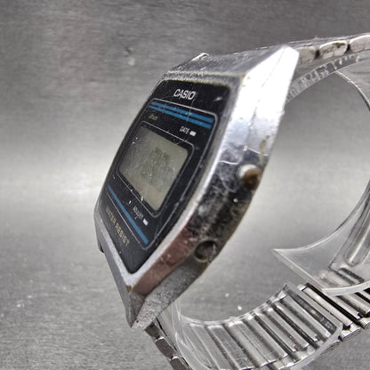 Casio B612W Watch Men 35mm Digital Silver Tone Date Hexagon New Battery 695 VTG2