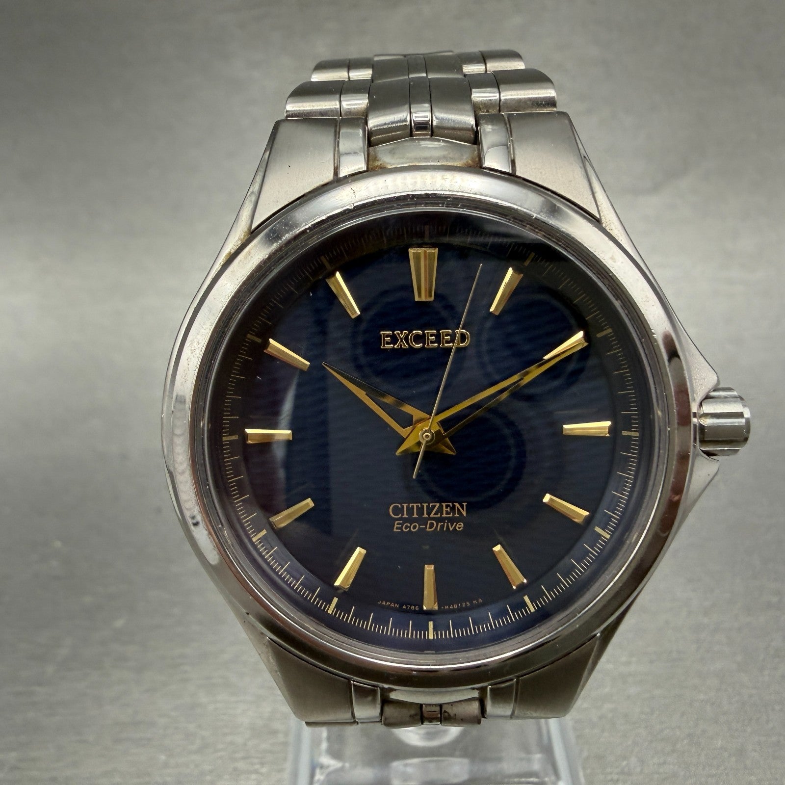 Citizen Ec-Drive Exceed Watch Men 38mm Blue Dial Titanium Round A786-H27163 Runs0