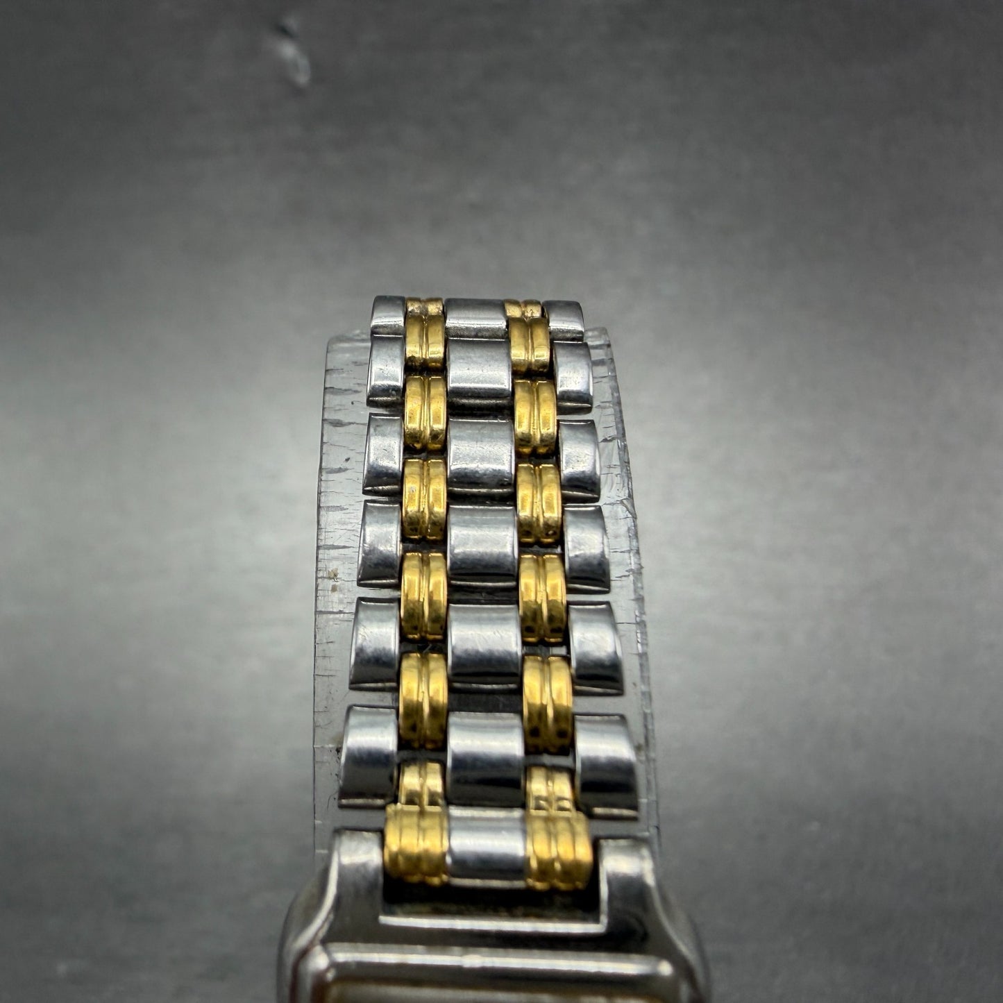 Seiko Tank Watch Women 18mm White Dial Two Tone Rectangle V401-5129 New BatteryX4