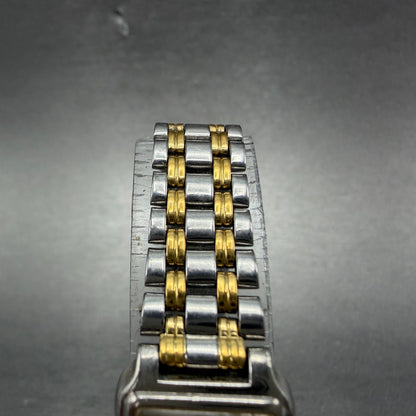 Seiko Tank Watch Women 18mm White Dial Two Tone Rectangle V401-5129 New BatteryX4