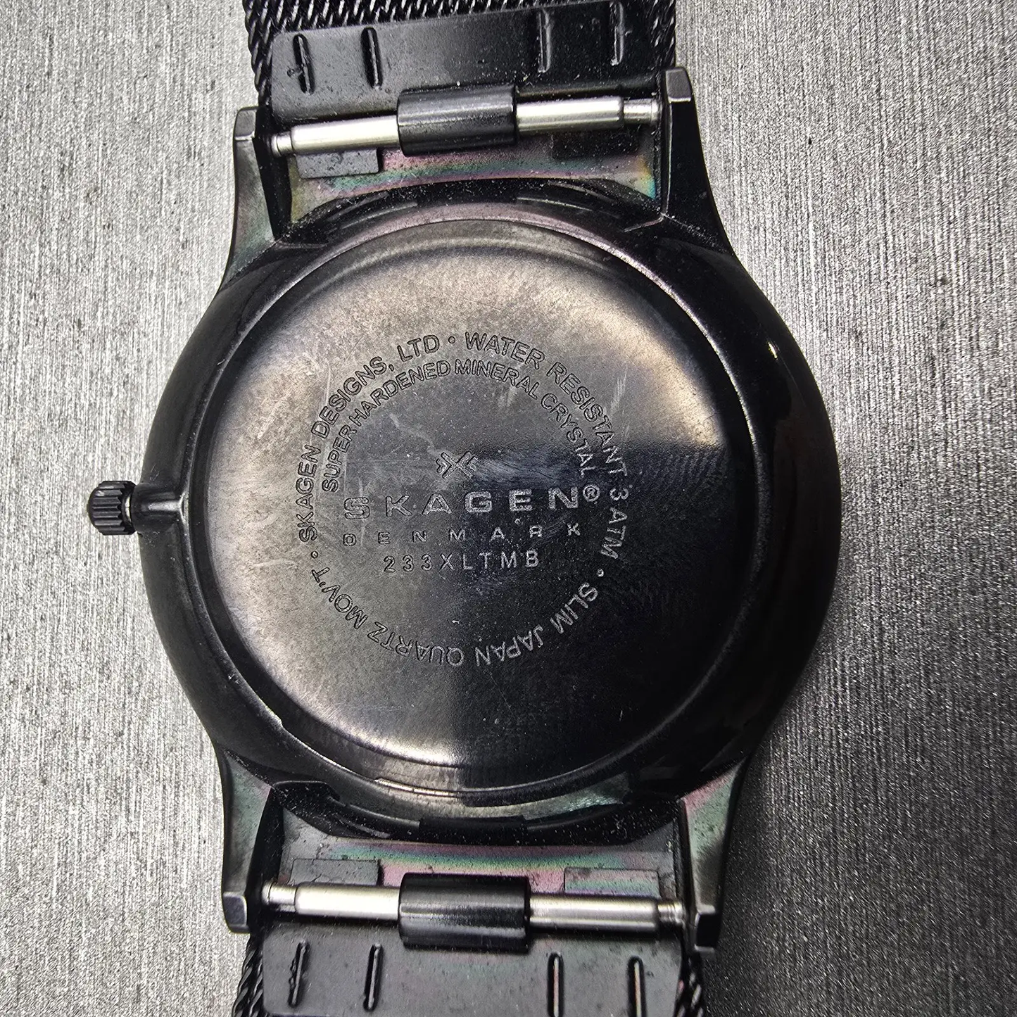 Skagen Denmark Watch Men 37mm Black Dial Titanium Date Round 233XLTMB New Batt T10