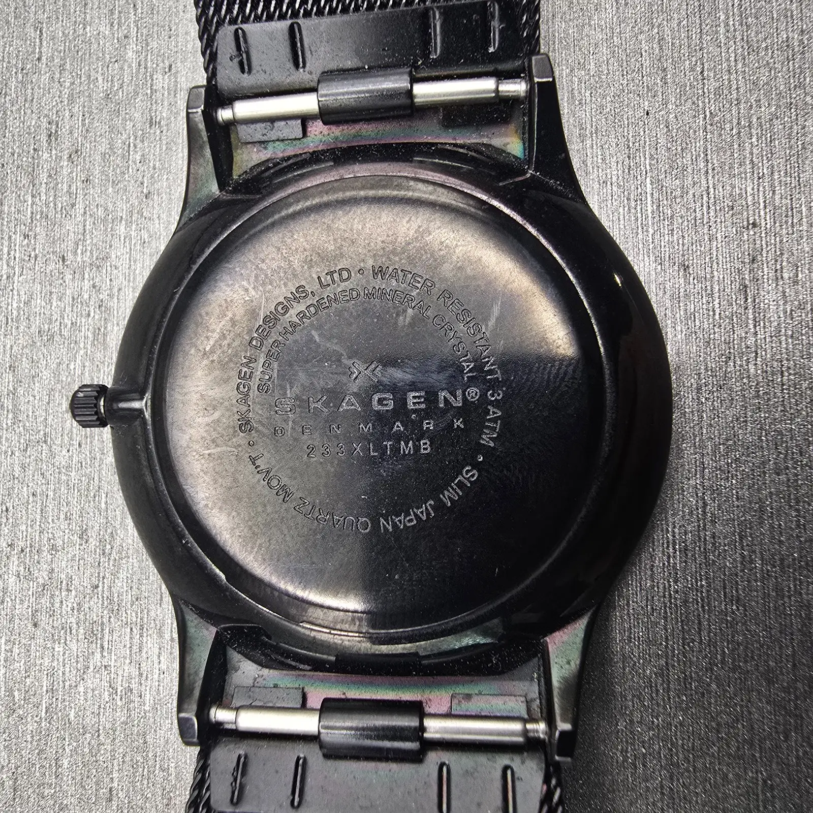 Skagen Denmark Watch Men 37mm Black Dial Titanium Date Round 233XLTMB New Batt T10