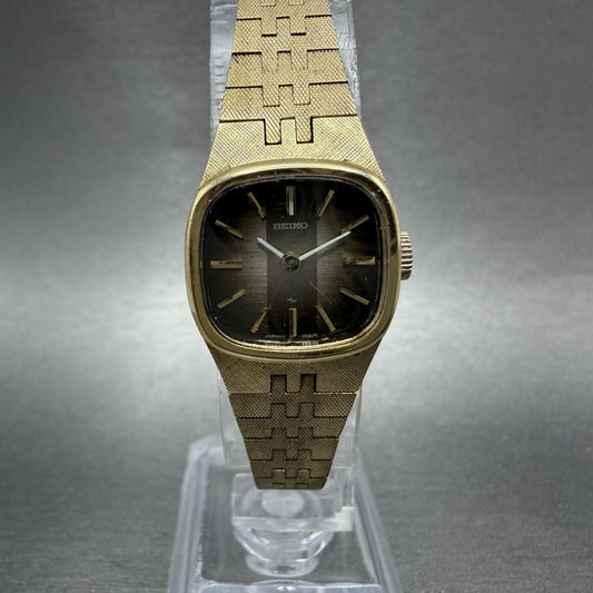 Seiko Watch Women 19mm Brown Dial Gold Tone Rectangle Manual Wind Runs 11-39490