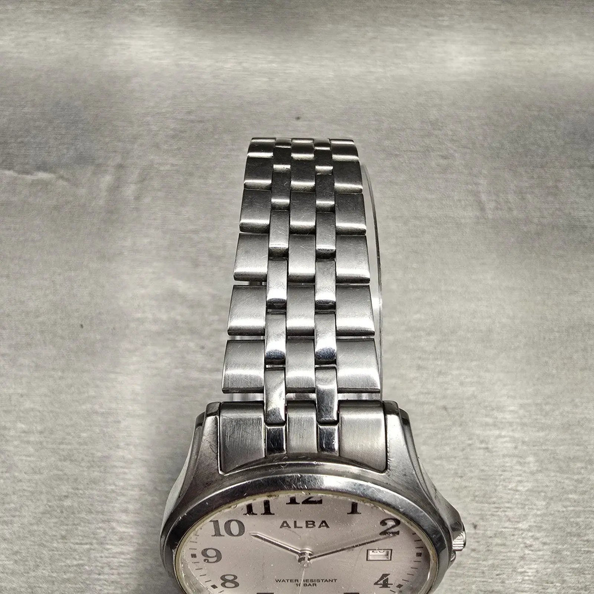Seiko Alba Watch Men 36mm Silver Dial Silver Tone Date Round VX32-K007 New Batt4