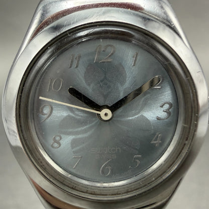 Swatch irony Flower Box Watch Women 25mm Blue Dial Silver Tone Round New Battery1