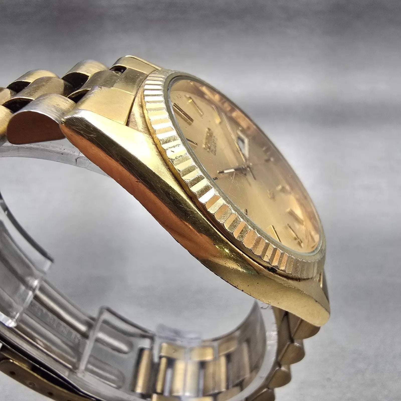 Seiko President Watch Men 36mm Gold Dial Gold Tone Daydate 5Y23-8A69 New Battery3