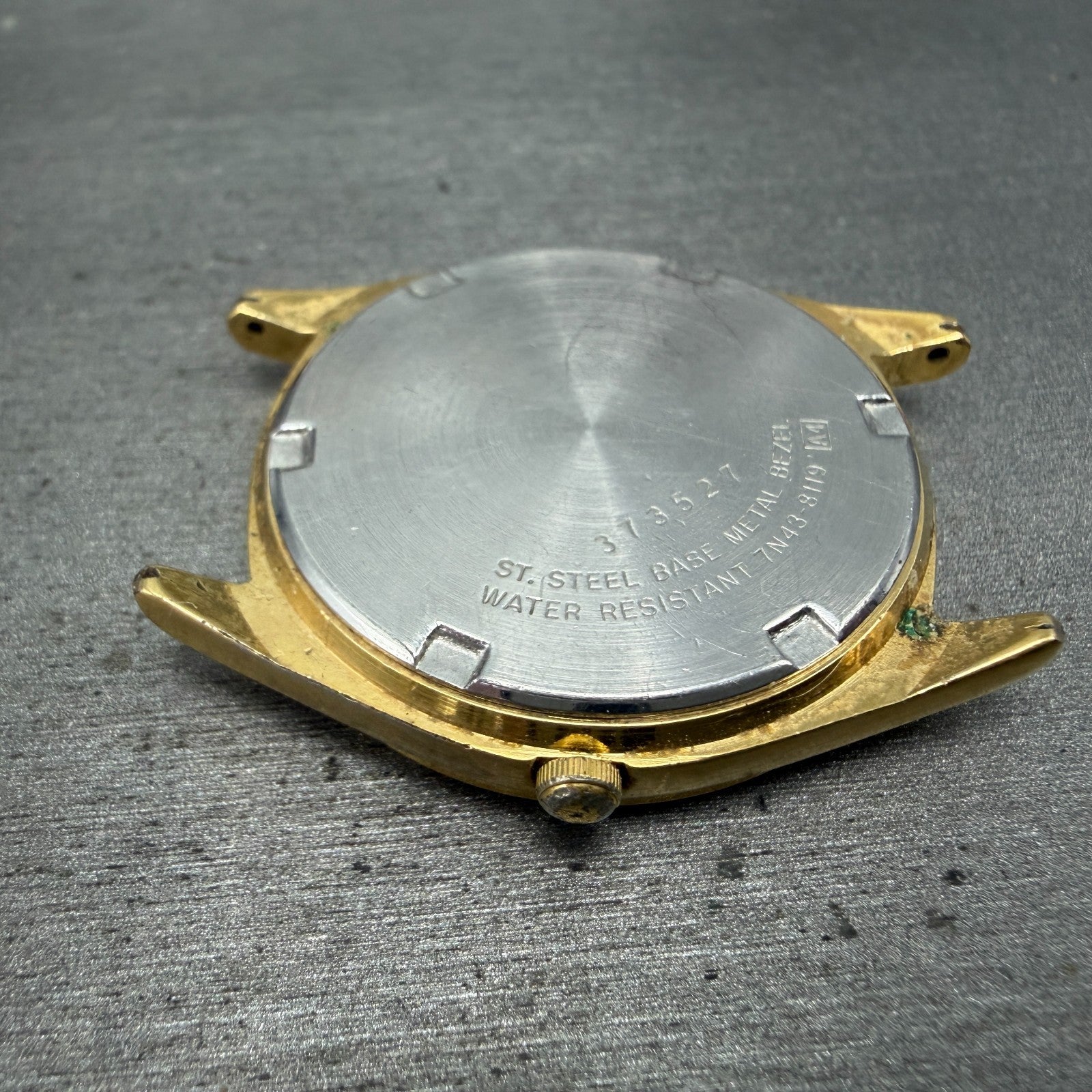 Seiko SQ Watch Men 35mm Black Dial Gold Tone Daydate Round 7N43-8119 PARTS12