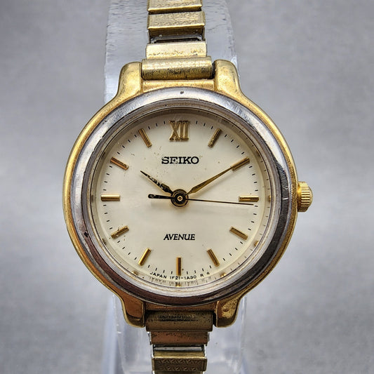 Seiko Avenue Watch Women 23mm White Dial Two Tone 1F210H50 New Battery VTG0