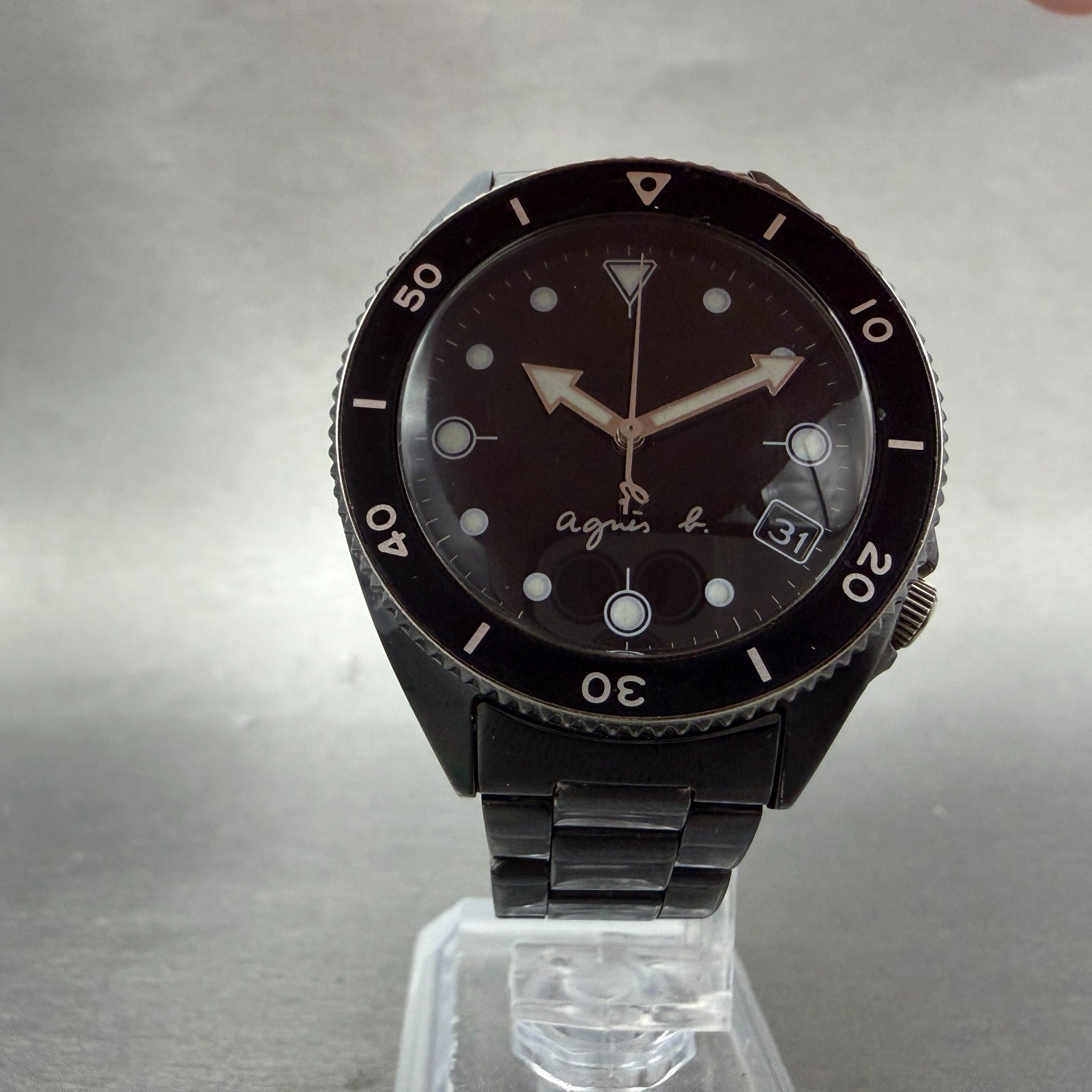 Seiko Again R Dive Watch Women 35mm Black Dial Black Tone Date Round New batt5