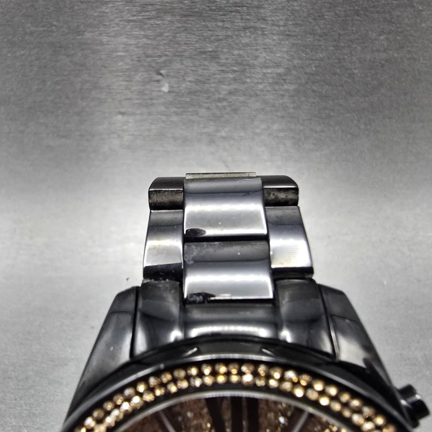 Michael Kors Wren Chronograph Watch Women 42mm Gold Dial Black Tone Dat New Bat4