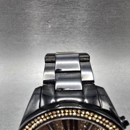 Michael Kors Wren Chronograph Watch Women 42mm Gold Dial Black Tone Dat New Bat4