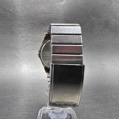 Seiko Alba Watch Men 36mm Luminous Dial Silver Tone Daydate V743-8020 PARTS VTG10