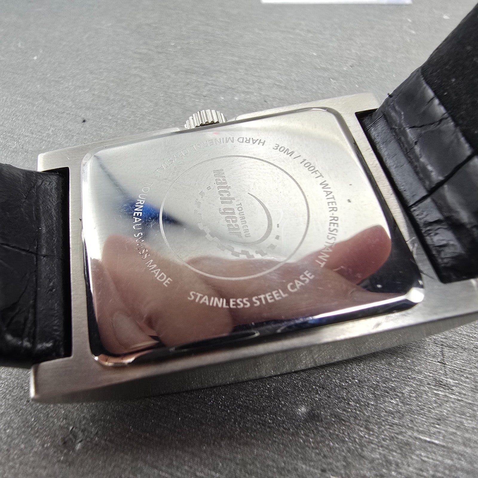 Tourneau Watch Gear Watch Men 28mm Black Dial Steel Small Seconds New Battery9