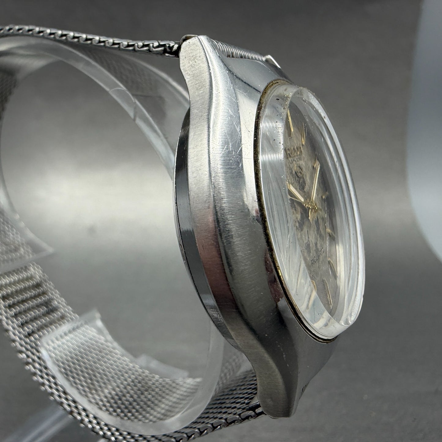 Ricoh Riquartz Watch Men Brown Dial Silver Tone Round 572008 VTG PARTS5