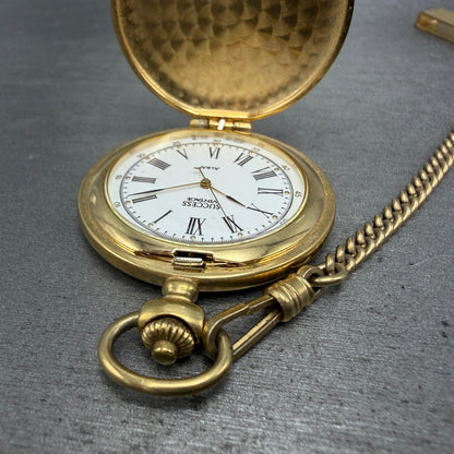 Seiko Alba Success Pocket Watch Men 42mm White Dial Gold Tone V301-0010 New Batt3