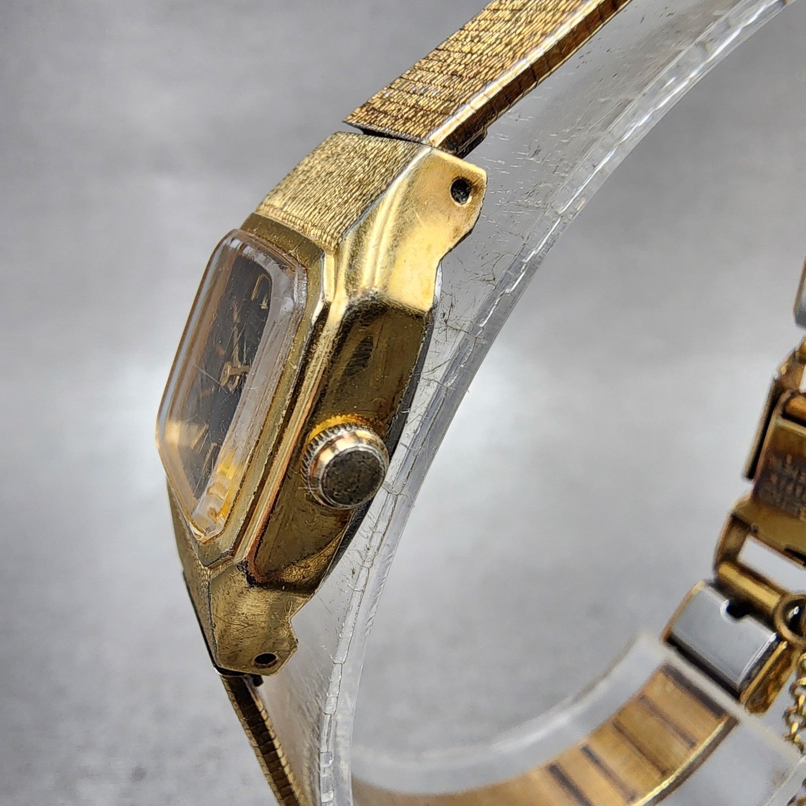 Seiko Tank Watch Women 17mm Brown Dial Gold Tone Rectangle 54205019 New Battery2