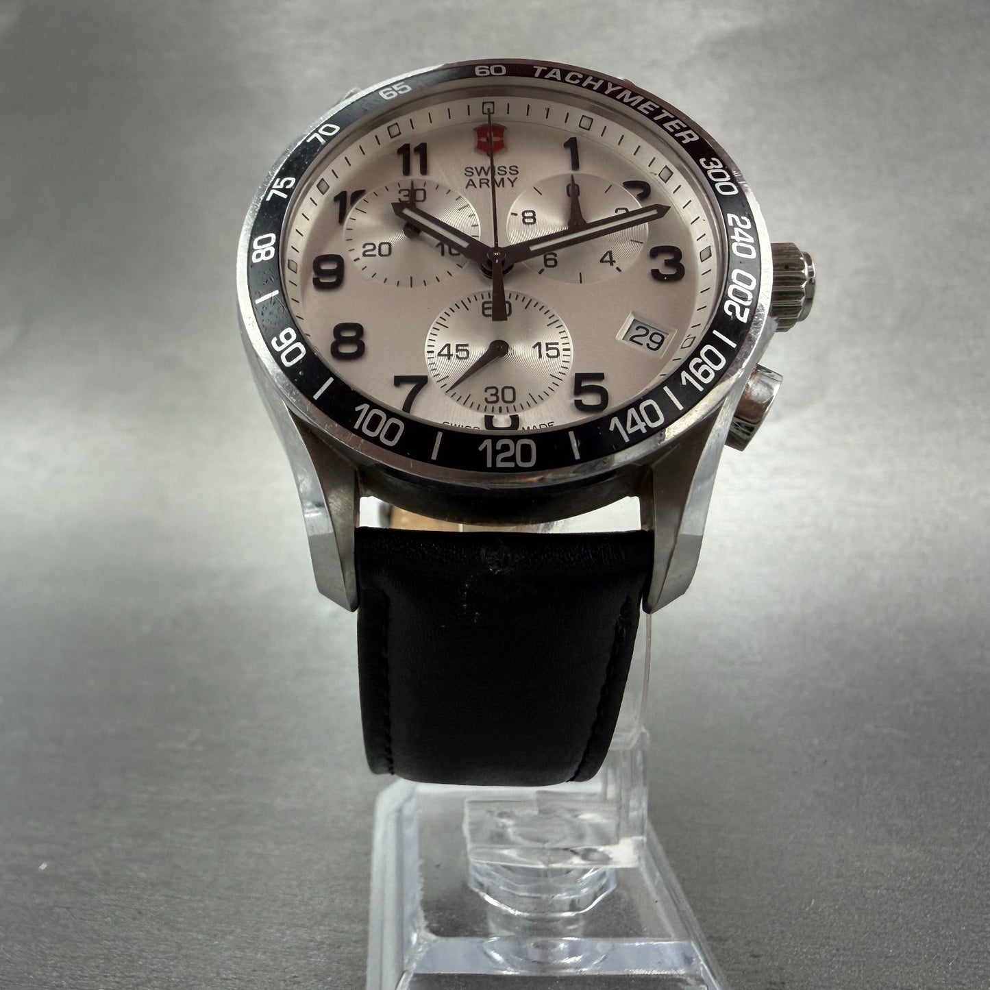 Victorinox Swiss Army Chrono Classic Watch Men 41mm Silver Dial Steel New Batt6
