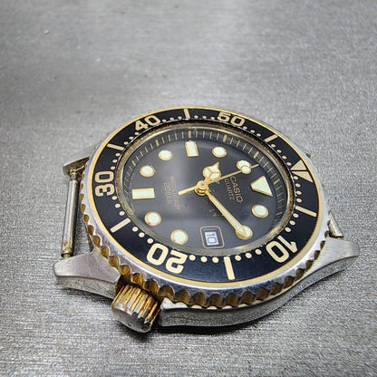 Casio Dive Watch Women 32mm Black Dial Two Tone Date Round LD700 New Battery5