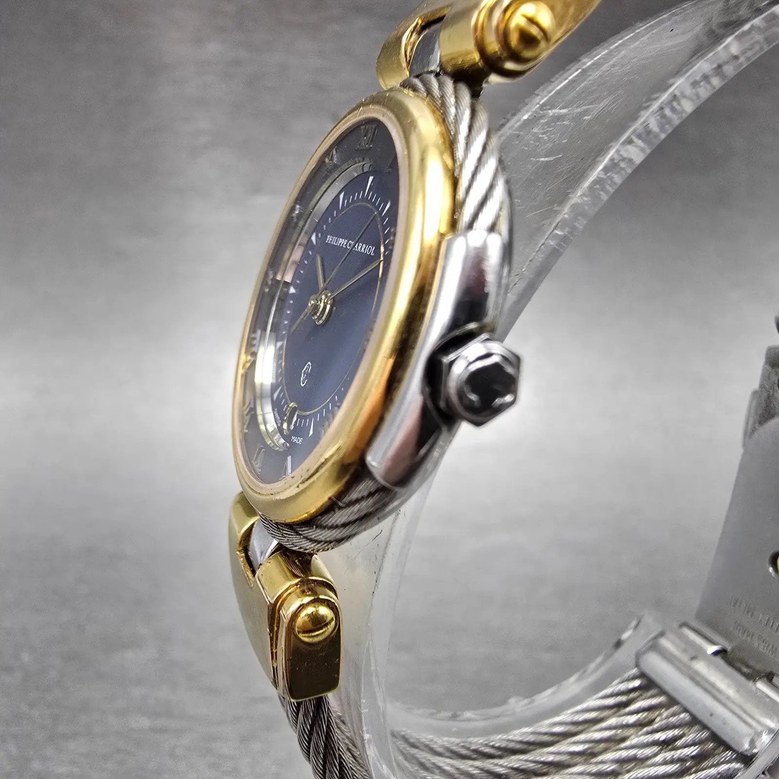 Philippe Charriol Celtic Watch Women 27mm Blue Dial Two Tone Date New battery2