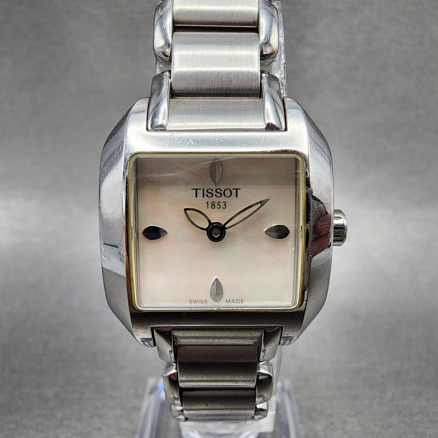 Tissot TWave Tank Watch Women 24mm MOP Dial Steel Rectangle L750/850 New Batt0