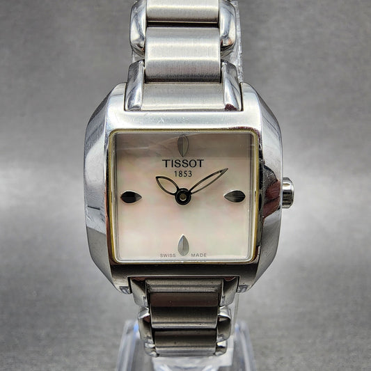 Tissot TWave Tank Watch Women 24mm MOP Dial Steel Rectangle L750/850 New Batt0