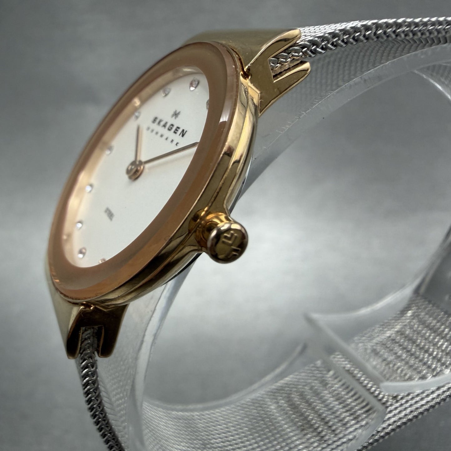Skagen Watch Women 26mm White Dial Rose Gold Tone Round 358SRSC New Battery2