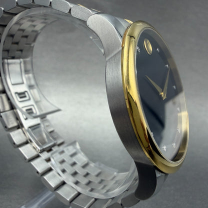 Movado Muesem Watch Men 40mm Black Dial Two Tone Round 0606879 New Battery4
