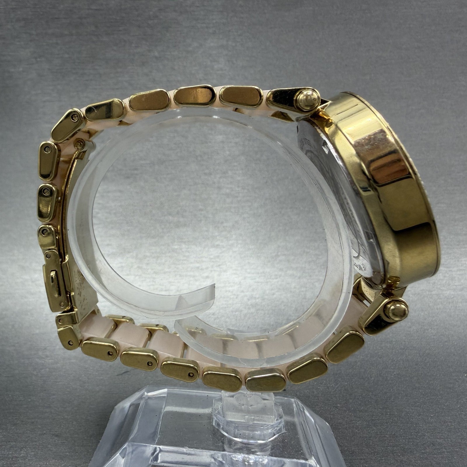 Michael Kors Parker Chronograph Watch Women 39mm Pink Dial Gold Tone Date NewBat8