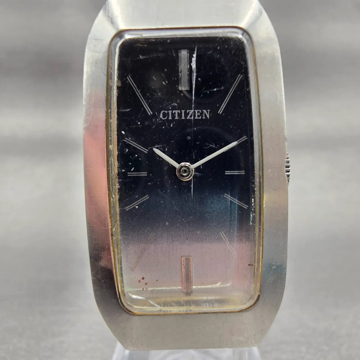 Citizen Watch Women 21mm Blue Dial Silver Tone Rectangle Manual Wind Works VTG1
