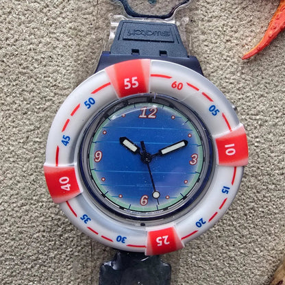 Swatch Scuba 200 Rescue Watch Men 39mm Blue Dial Blue Case SDN904 New Batt NOS5