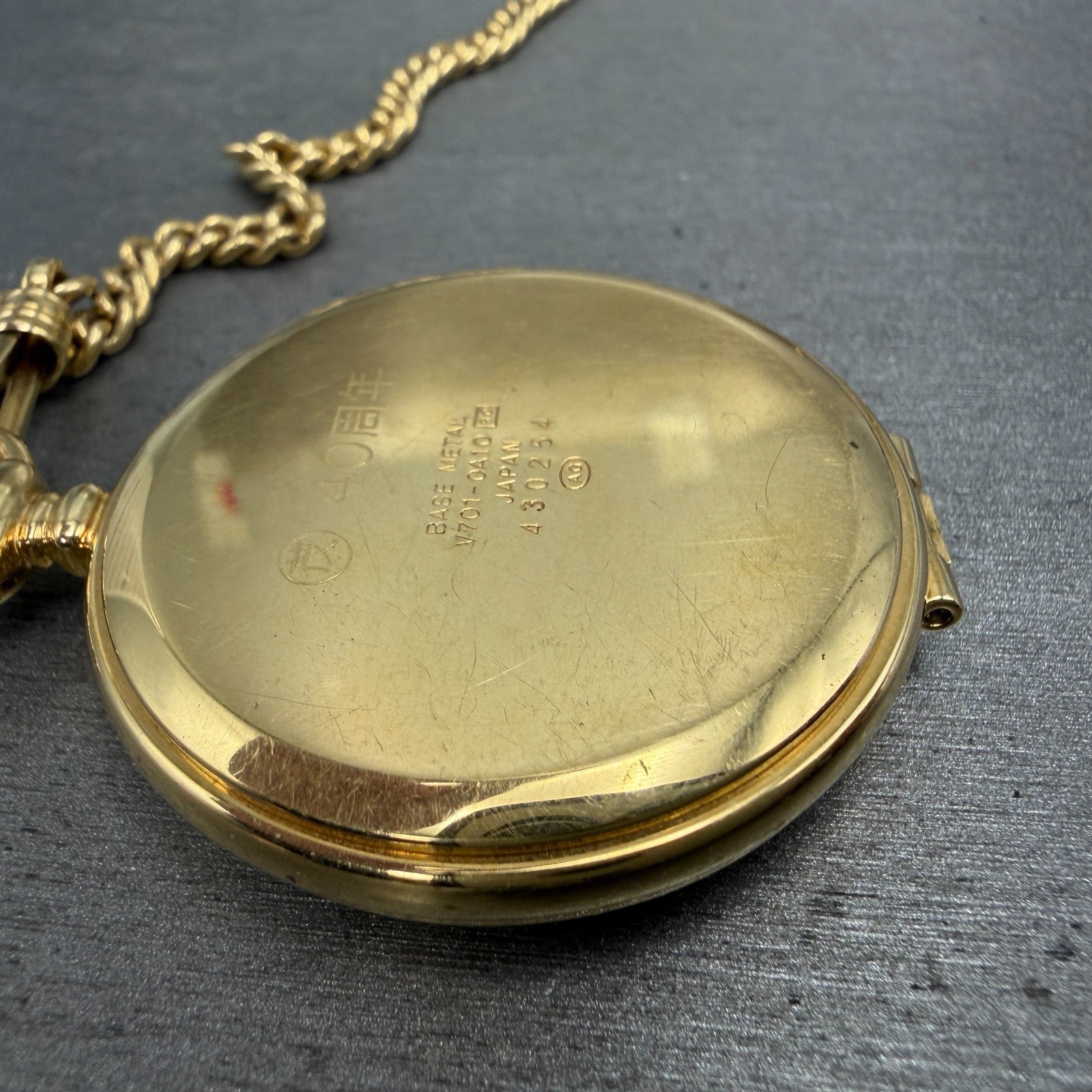 Seiko Alba Success Pocket Watch Men 42mm White Dial Gold Tone V701-0A10 New Batt9