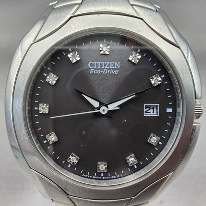 Citizen Eco-Drive Watch Men 39mm Black Dial Silver Tone Date E111-S022240 Works1