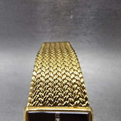 Lucien Piccard Dufonte Watch Men 25mm Black Dial Gold Tone Rectangle New Battery4