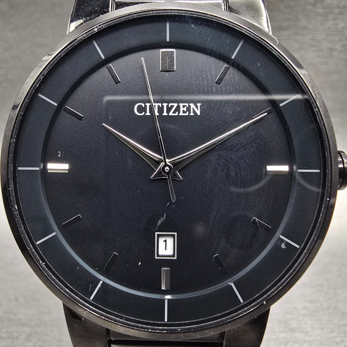 Citizen Watch Men 41mm Black Dial Black Tone Date Round G112-S106869 New Battery1
