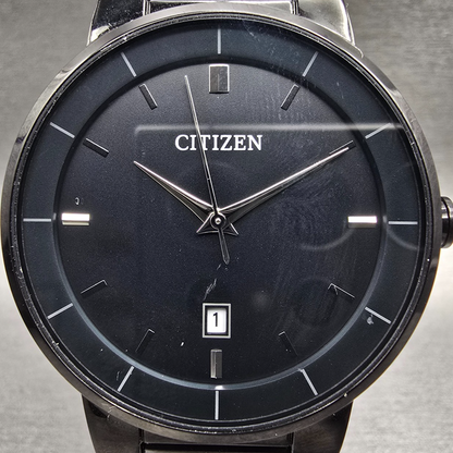 Citizen Watch Men 41mm Black Dial Black Tone Date Round G112-S106869 New Battery1