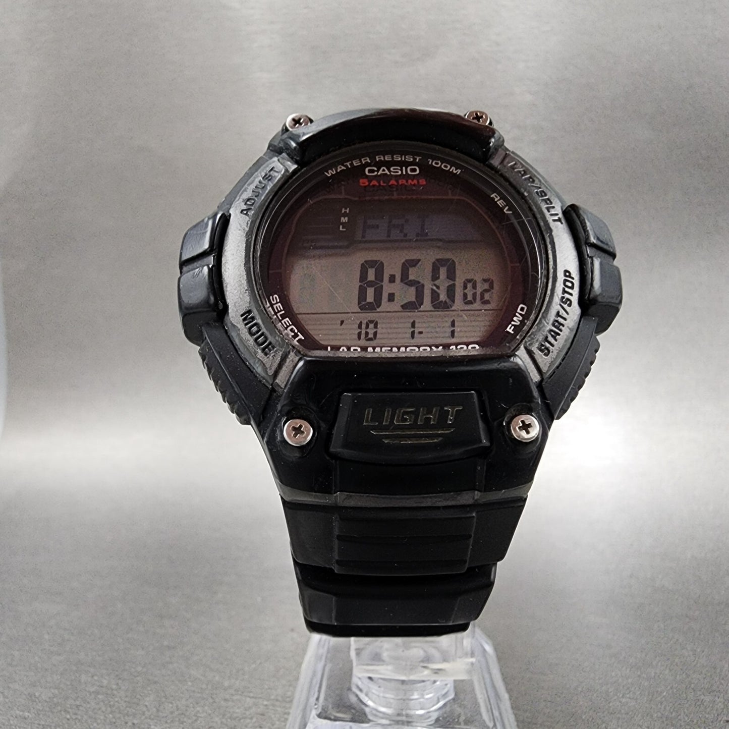 Casio WS220 Watch Men 50mm Digital Black Tone Alarm Chrono Solar PARTS6