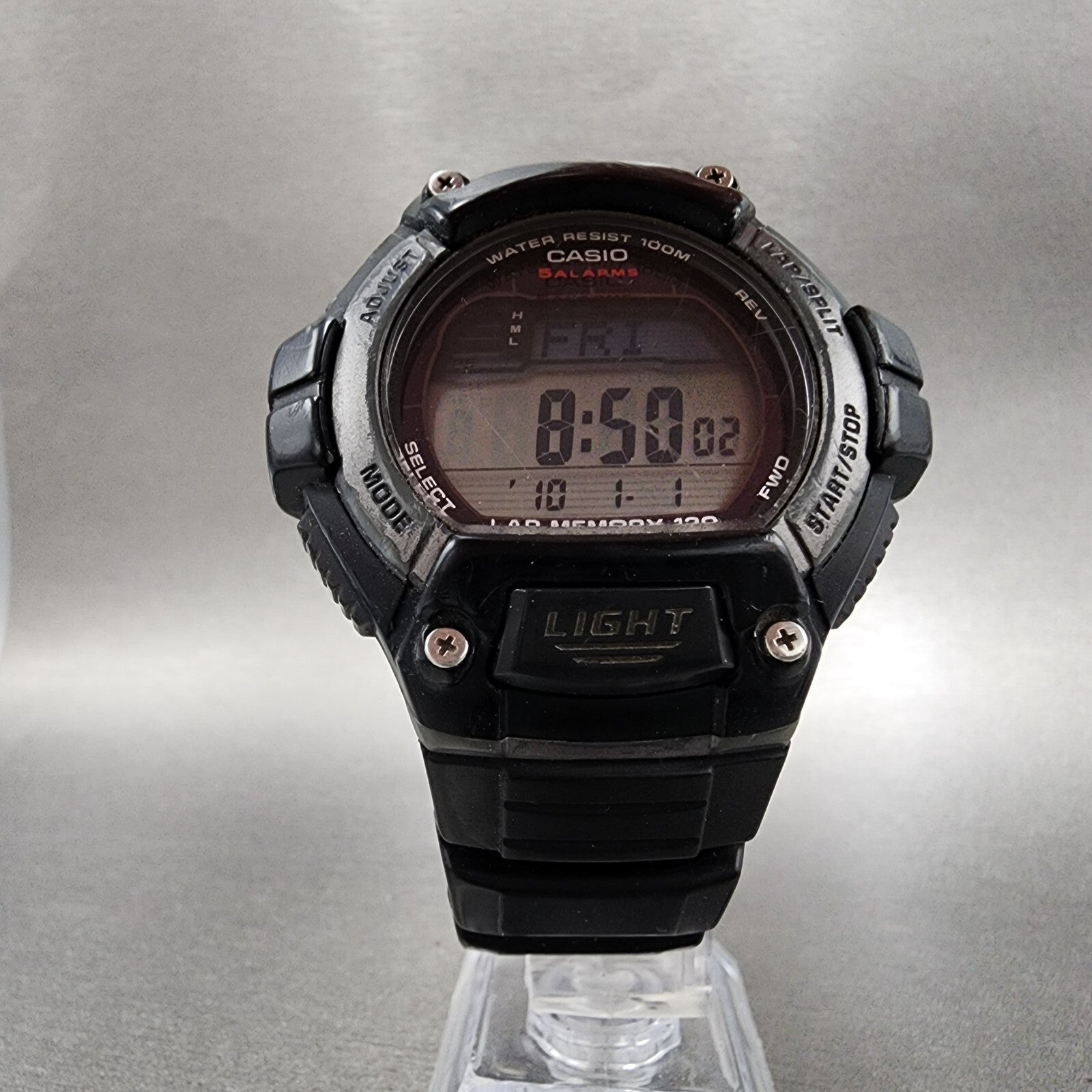 Casio WS220 Watch Men 50mm Digital Black Tone Alarm Chrono Solar PARTS6