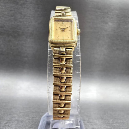 Seiko Tank Watch Women 13mm Gold Dial Gold Tone Rectangle 1E20-5689 New Battery5