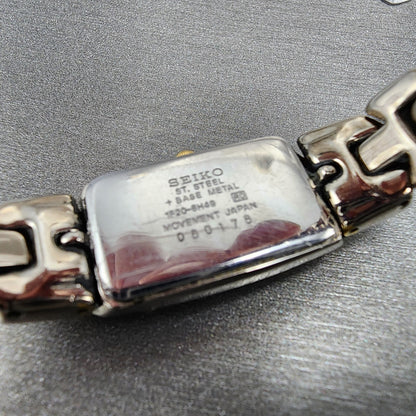 Seiko Watch Women 15mm White Dial Two Tone Rectangle 1F206H49 PARTS10
