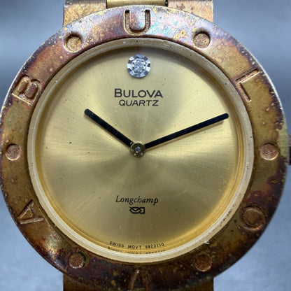 Bulova Long Champ Watch Unisex 32mm Champagne Dial Gold Tone New Battery1