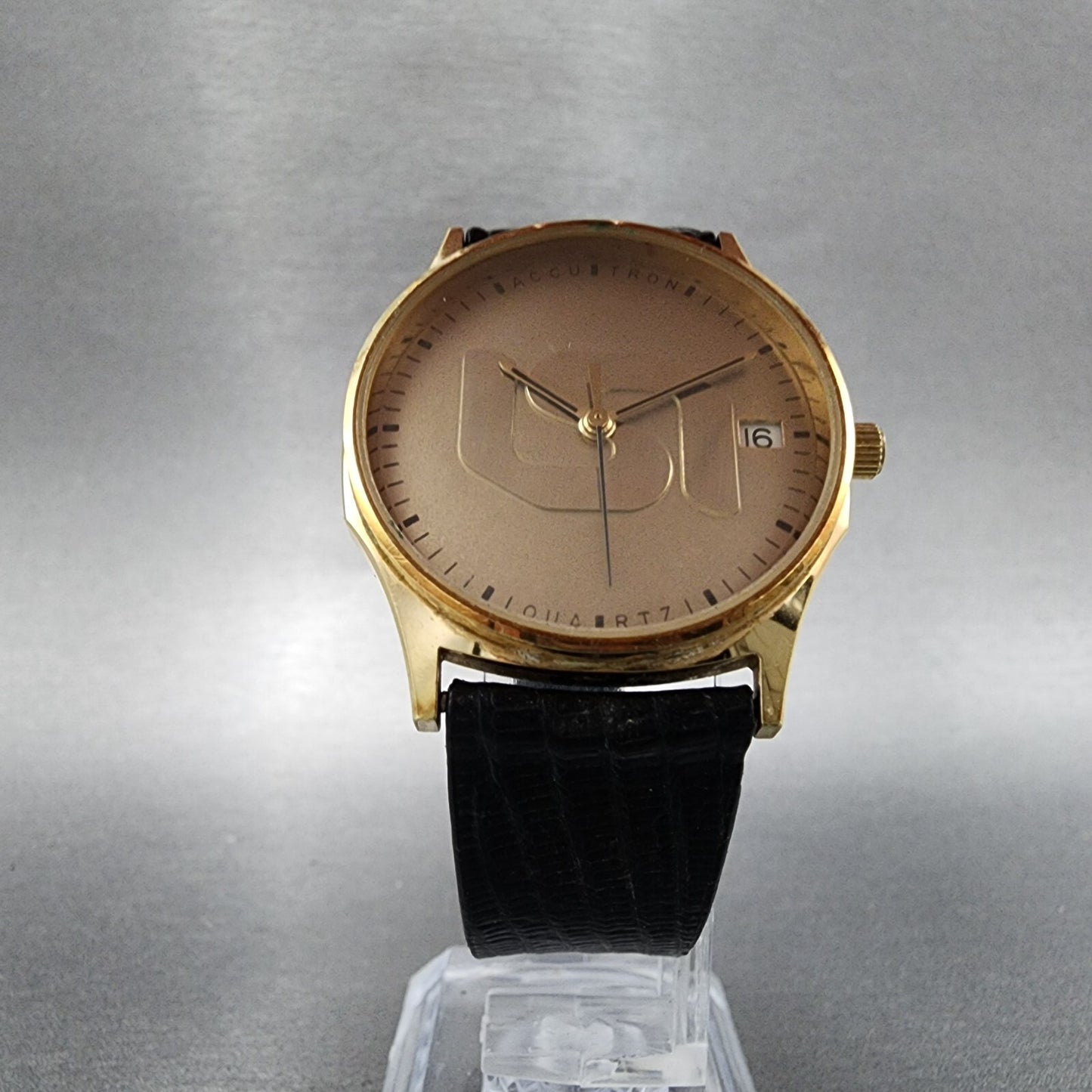 Bulova Accutron Watch Men 31mm Gold Dial Gold Tone Date Round  New Battery5