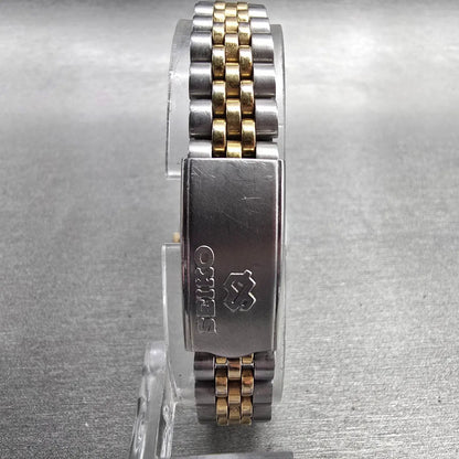 Seiko SQ Watch Women 24mm Gold Dial Two Tone Daydate Round 3E23-0A69 New Batt 897