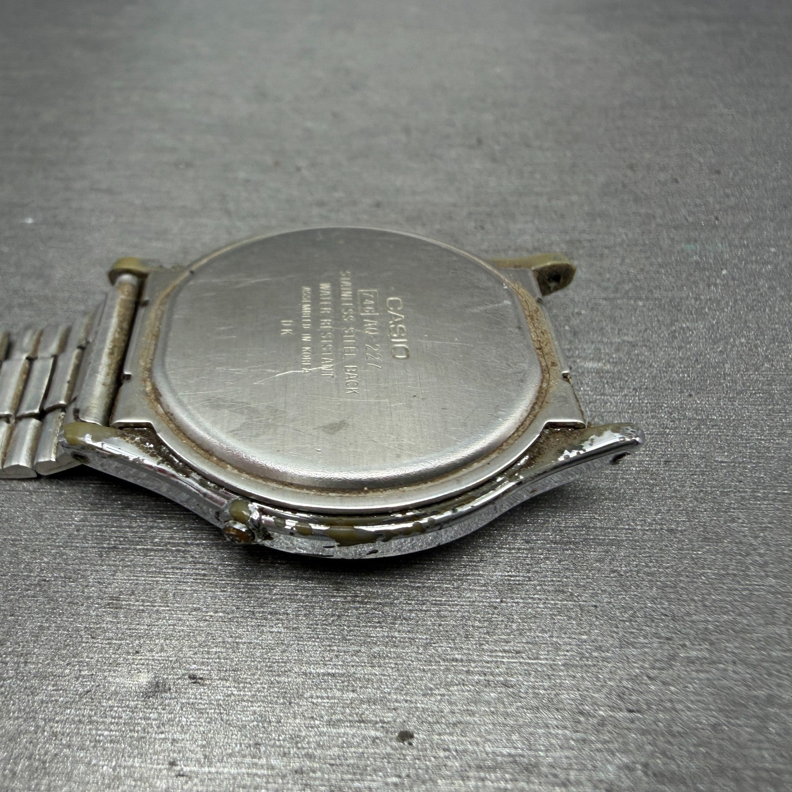 Casio AQ-227 Watch Unisex 35mm White Dial Silver Tone Analog Digital PARTS11