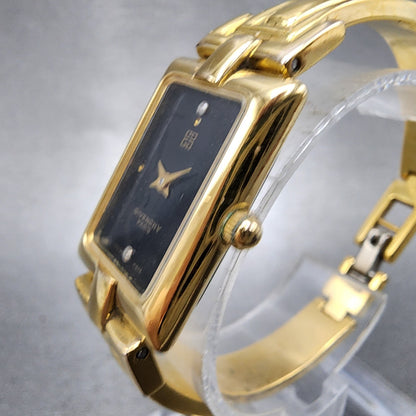 Givenchy Tank Watch Women 17mm Black Dial Gold Tone Rectangle New Battery2