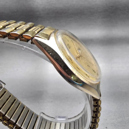 Citizen CQ Watch Men 35mm Champagne Dial Gold Tone Daydate 6100-S24876 New Batt3