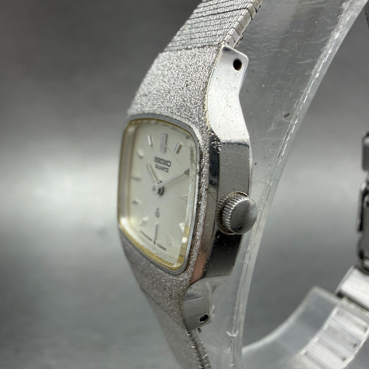 Seiko Watch Women 18mm Silver Dial Silver Tone Square 2320-5260 New Battery2