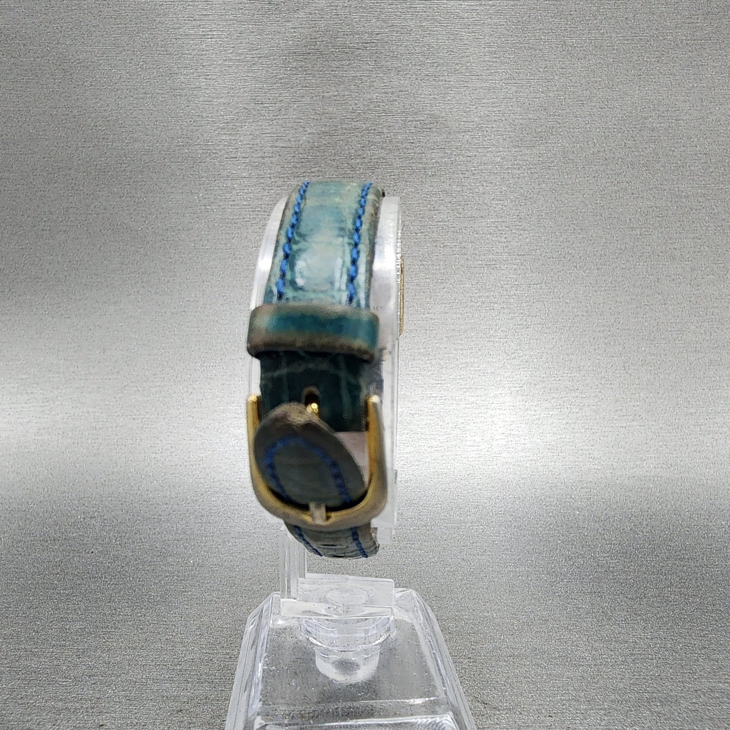 Seiko Watch Women 18mm Blue Dial Gold Tone Octagon 2C215090 New Battery VTG6