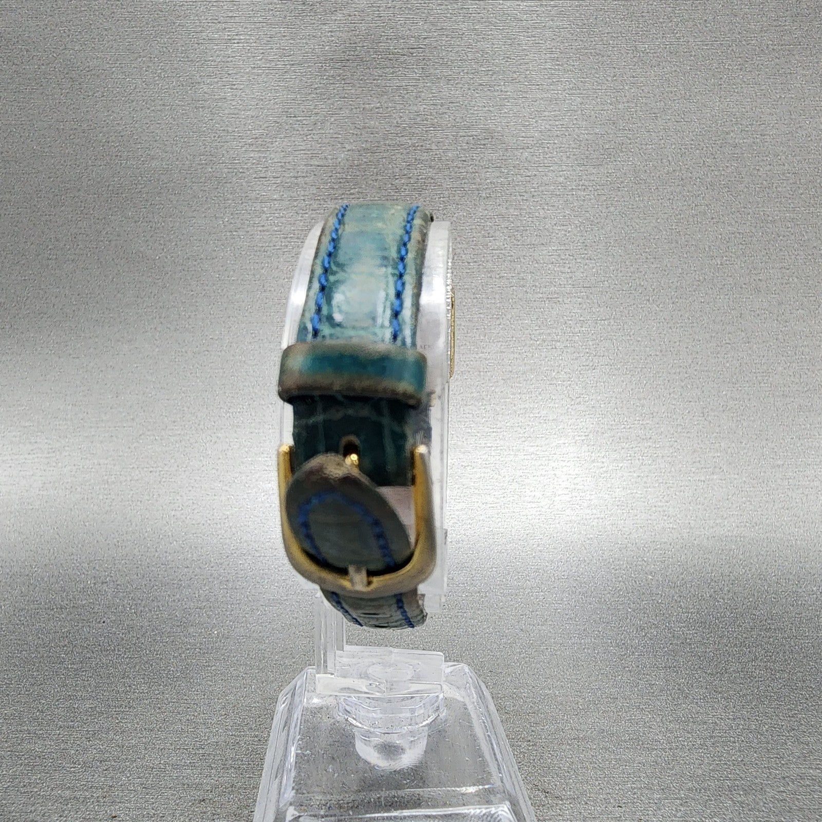 Seiko Watch Women 18mm Blue Dial Gold Tone Octagon 2C215090 New Battery VTG6