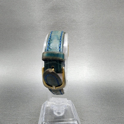Seiko Watch Women 18mm Blue Dial Gold Tone Octagon 2C215090 New Battery VTG6